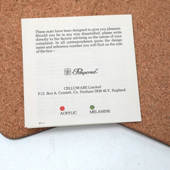 Vintage Pimpernel Acrylic Cork Coasters Peach Pastel Floral Made in England x 6 - Picture 9 of 10